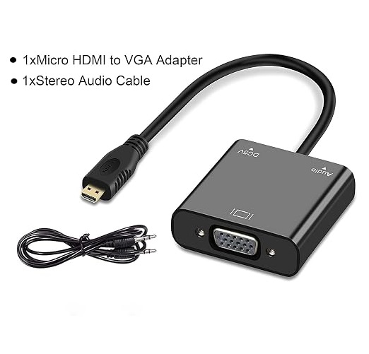 Micro HDMI Male to VGA Female Converter Cable Without Audio (Black HDMI to VGA Adapter) image 2