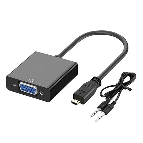 Micro HDMI Male to VGA Female Converter Cable Without Audio (Black HDMI to VGA Adapter) image 1