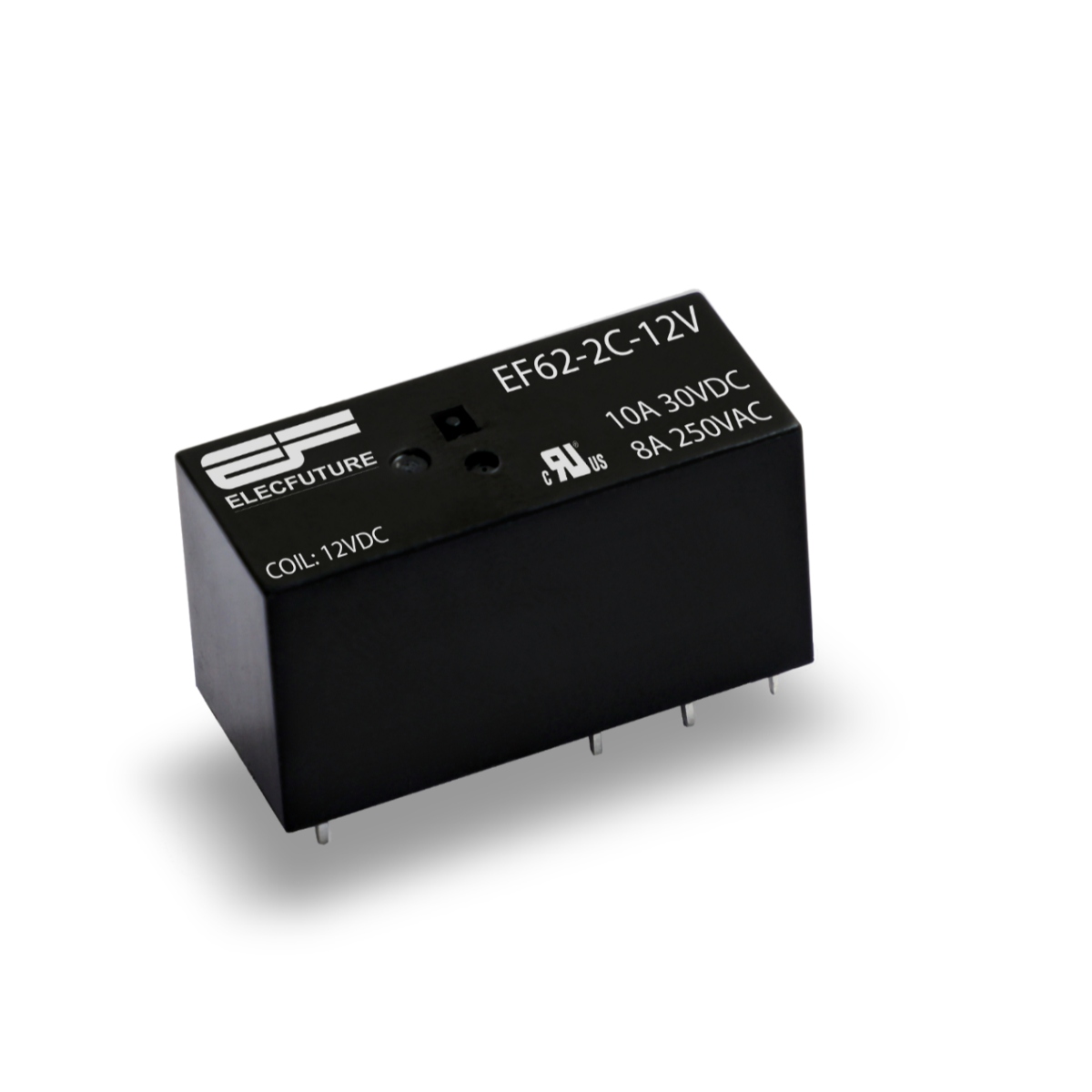 EF62-2C-12V 8 Pin 8A 12VDC 2C/O Black Relay (DPDT Electromechanical Power Relay) image 1