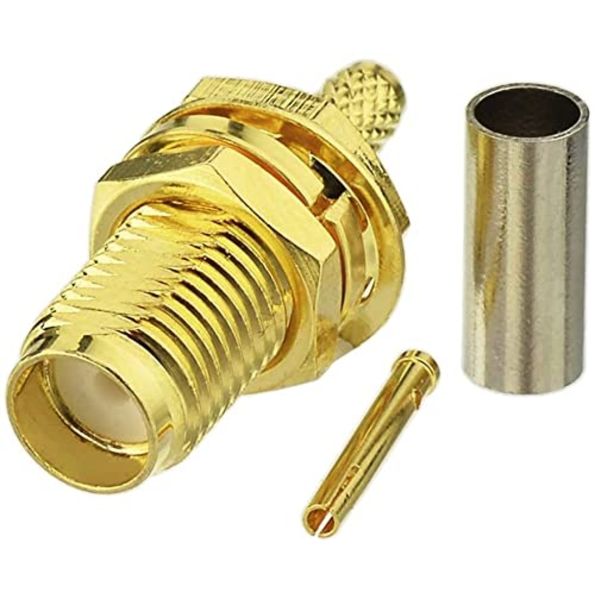 SMA Female Crimp Type Bulkhead RF Connector 50 Ohm (Coaxial Cable SMA Connector) image 1