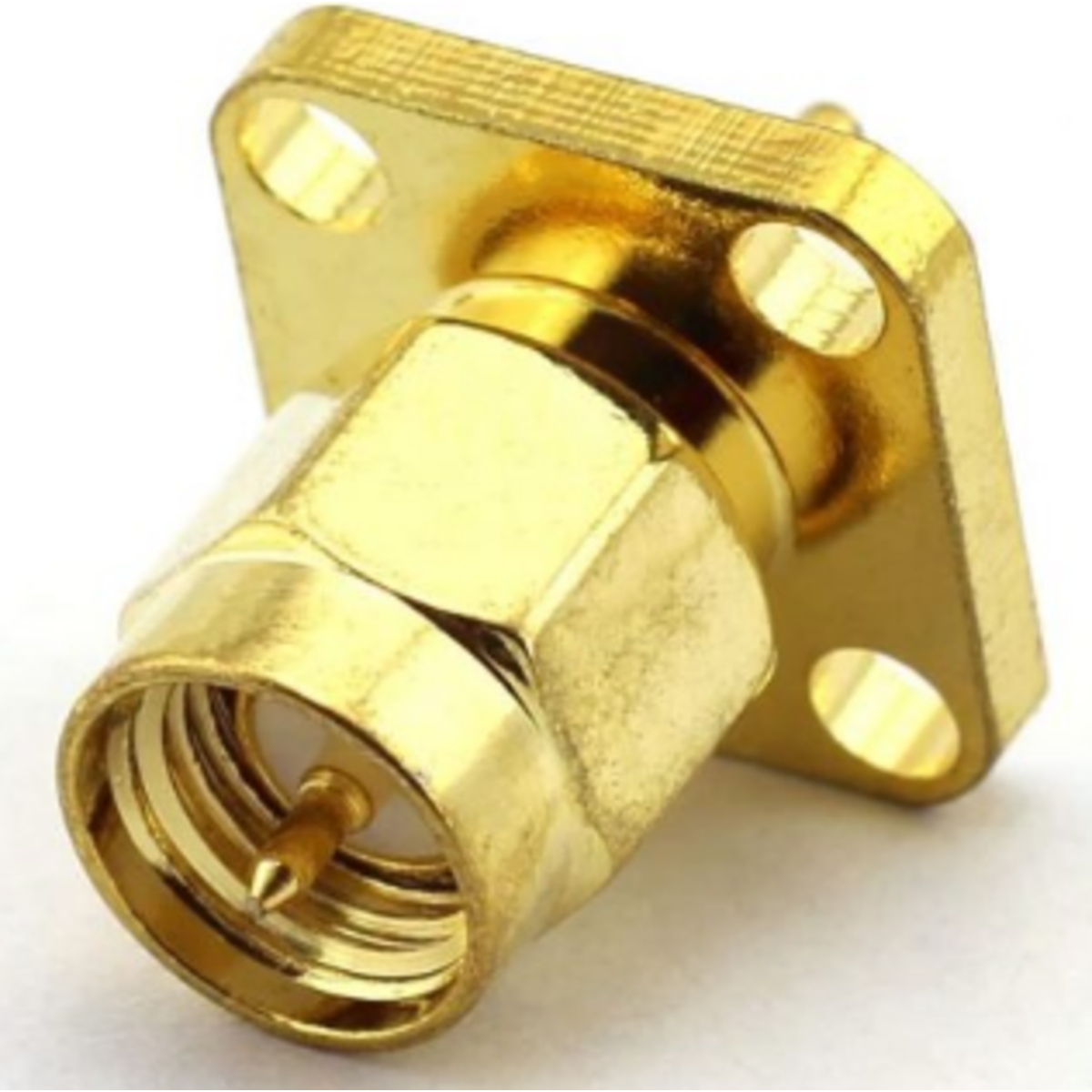 SMA Male 4 Hole Panel Mount RF Connector (SMA Male Panel Mount Connector) image 1