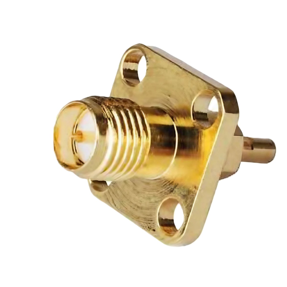 RP-SMA Female Straight 4 Hole Flange RF Connector 50 Ohm (RP-SMA Panel Mount Connector) image 1