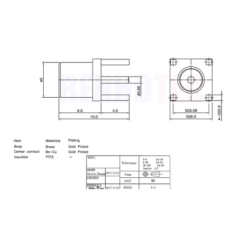 MCX Connector Female Straight Through Hole PCB Mount image 2