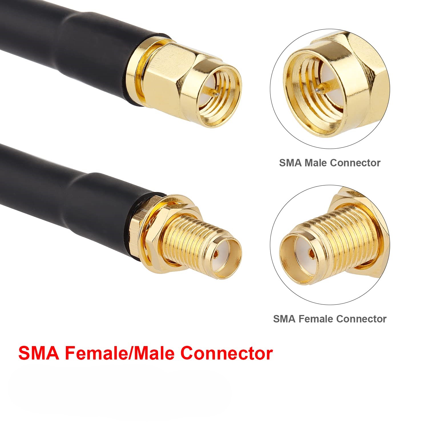 SMA Male to SMA Female RG174 RF Coaxial Cable (3 Meter) (SMA RF Extension Cable) image 1