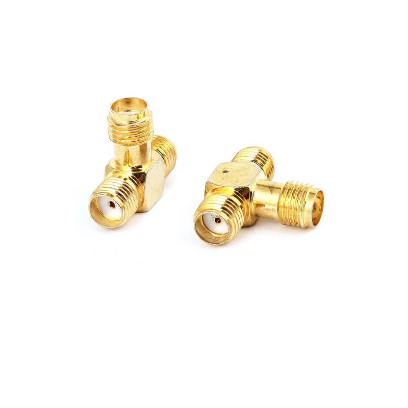 SMA Female to Dual SMA Female 3 Way RF Splitter Adapter Connector (SMA Female Splitter Adapter) image 1