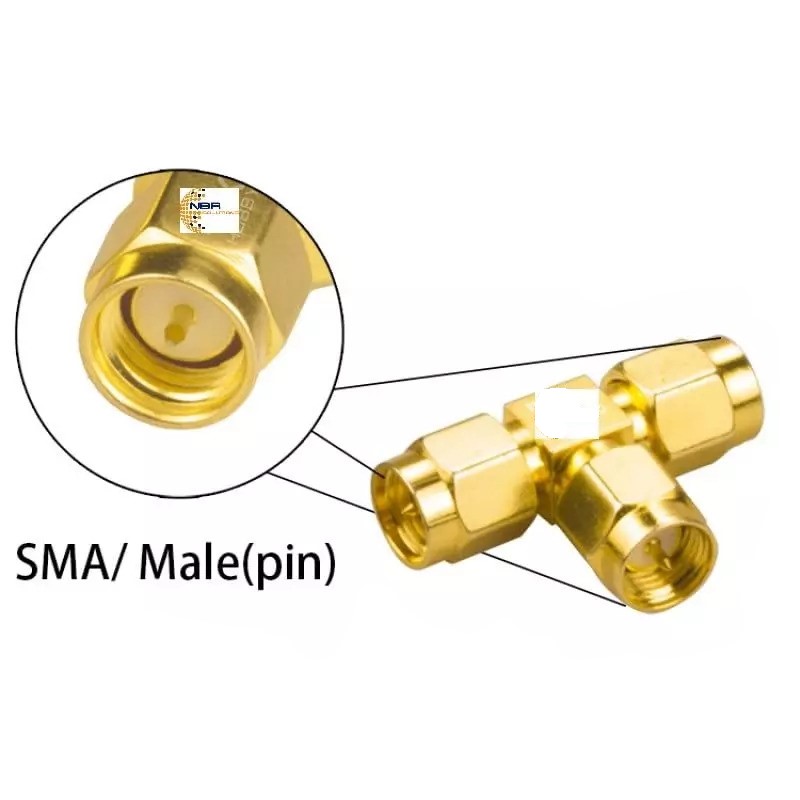 SMA 3 Way Male RF T Type Adapter Signal Splitter Connector (SMA T Adapter) image 2