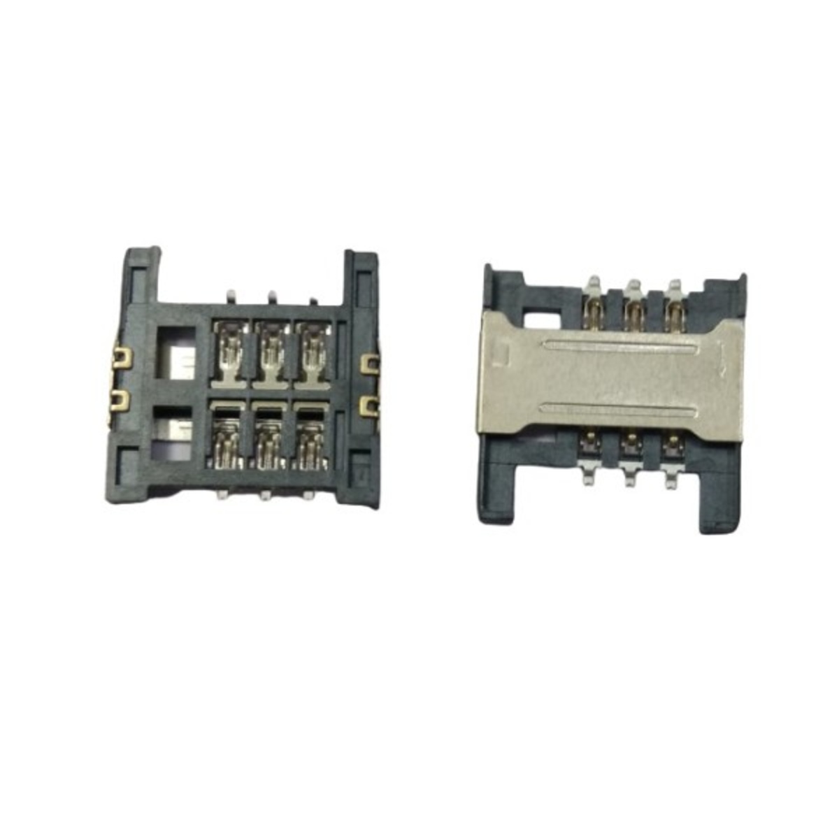 SIM Card Holder Half Push Type Metal 6 Pin Socket Connector (SIM Card Socket) image 1