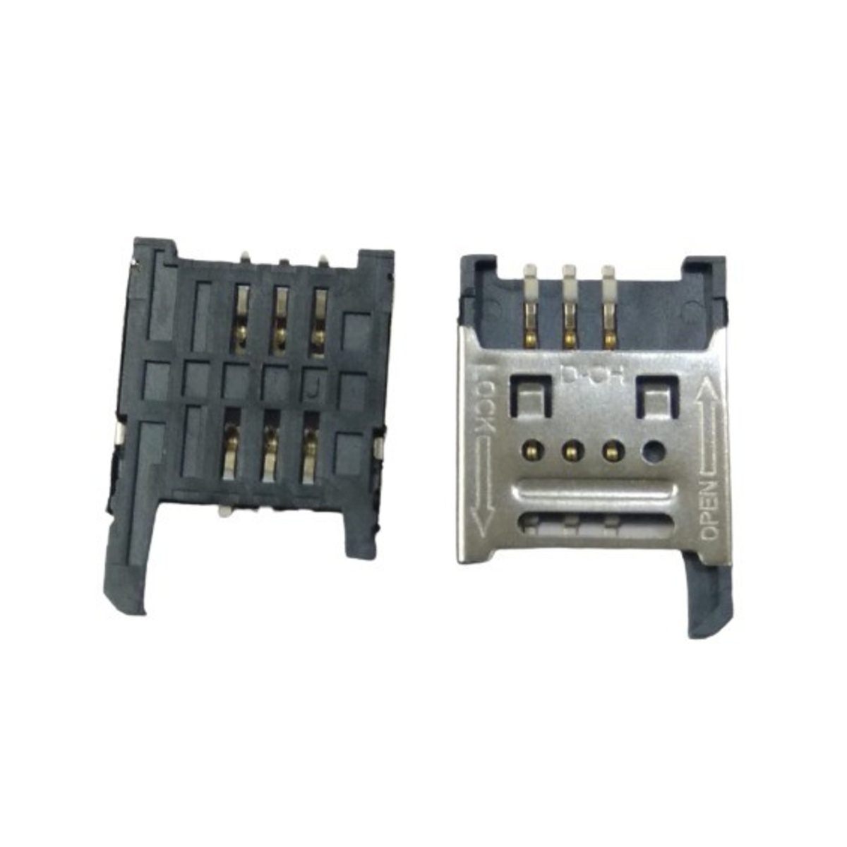SIM Card Holder Open Type Metal 6 Pin Socket Connector (6 Pin SIM Card Socket) image 1