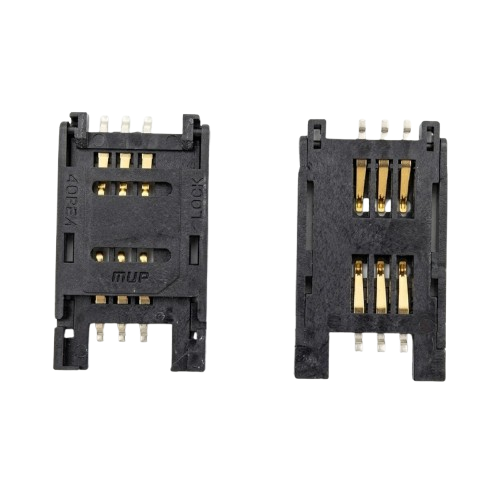 SIM Card Holder Flip Type Plastic 6 Pin Connector (PCB Mount SIM Card Socket) image 1