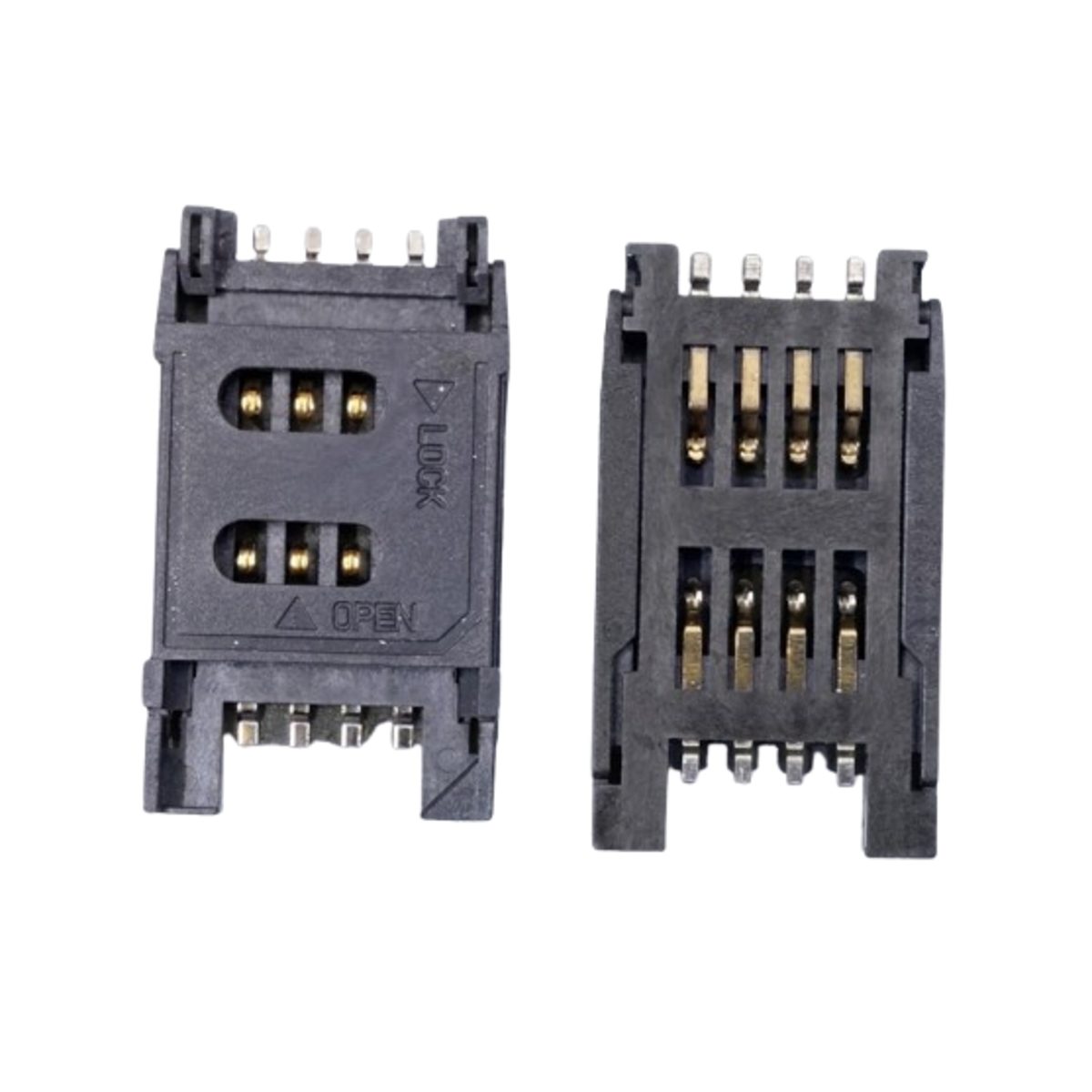 SIM Card Holder Flip Type Plastic 8 Pin PCB Mount SIM Socket (8 Pin SIM Connector) image 1