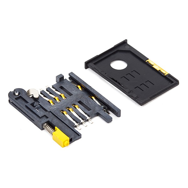 SIM Card Holder Push Type Yellow 6 Pin PCB Mount SIM Socket (6 Pin SIM Holder) image 1
