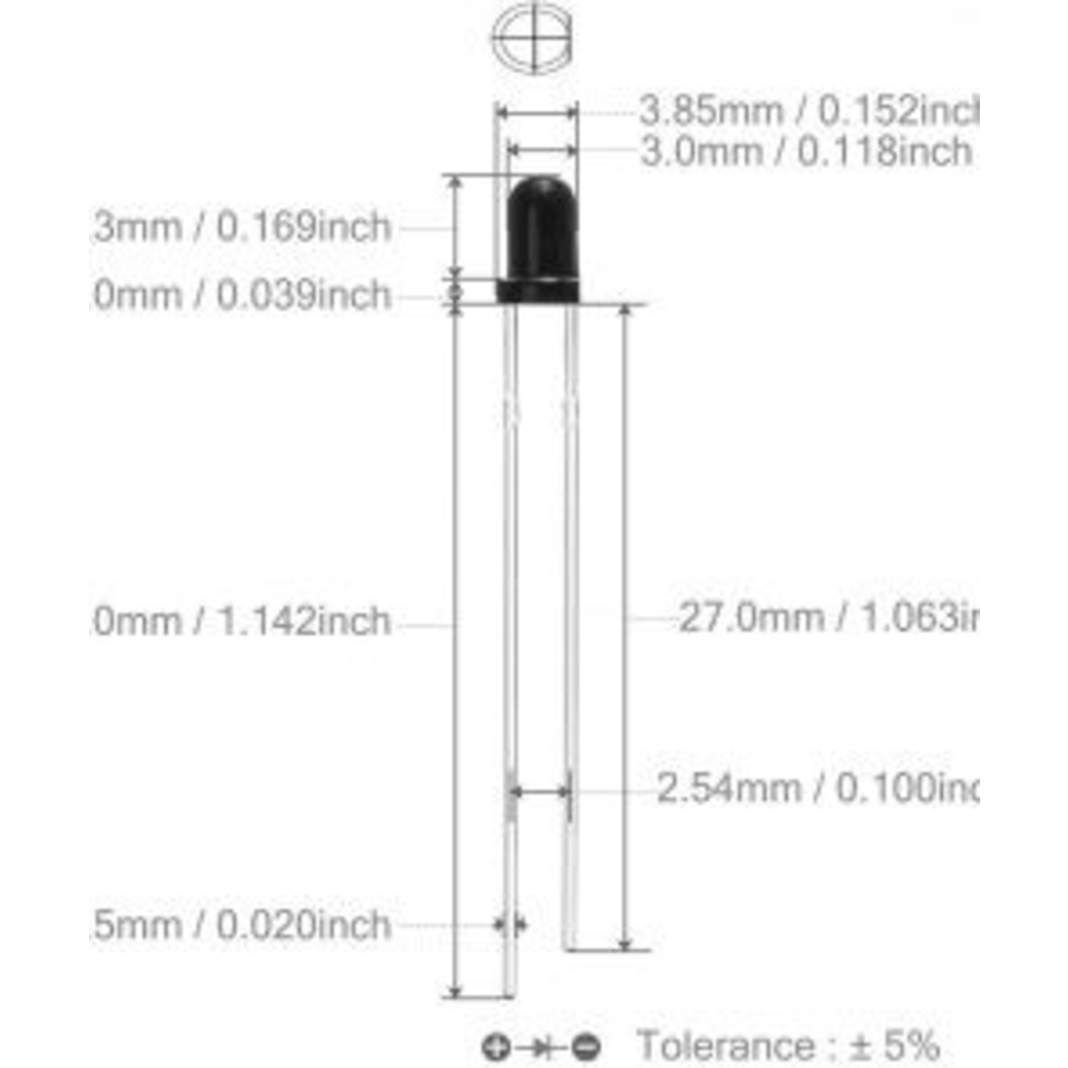 3mm Infrared Receiver Photodiode 940nm (3mm IR Receiver Diode) image 2