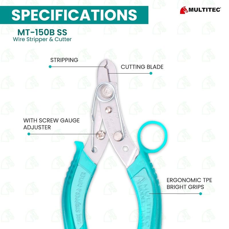 Multitec 150B SS Stainless Steel Wire Stripper and Cutter (Professional Wire Stripping Tool) image 2