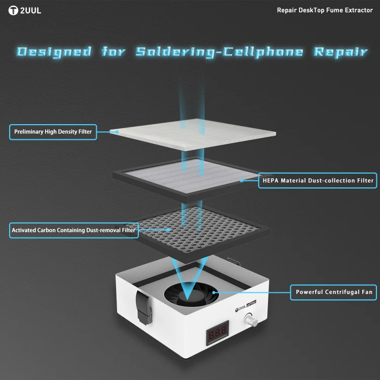 2UUL Desktop Solder Fume Purification Station with Multi-Layer Filtration (2UUL Purification Station) image 4
