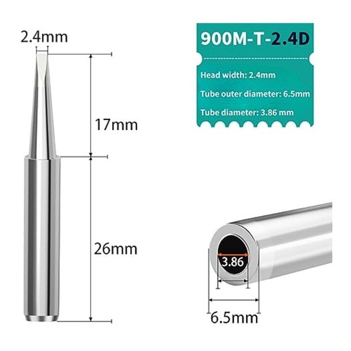 900M-T-2.4D Soldering Iron Replacement Chisel Shape Bit (Compatible with 936 / 937 / 907 and 900 Series) image 1