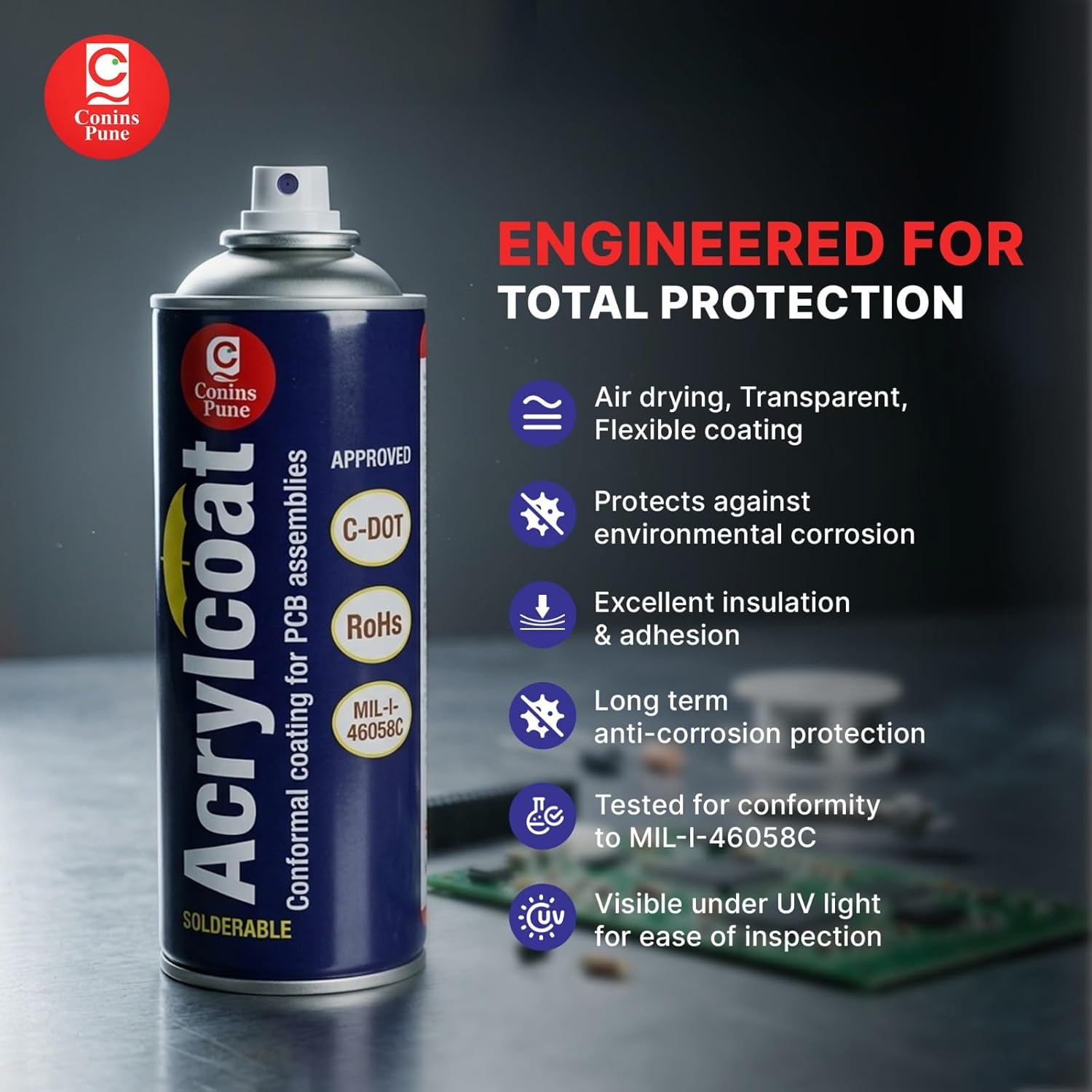 Acrylcoat AR-30 Conformal Coating 500ml (PCB Protective Coating, Solderable Acrylic Coating) image 3