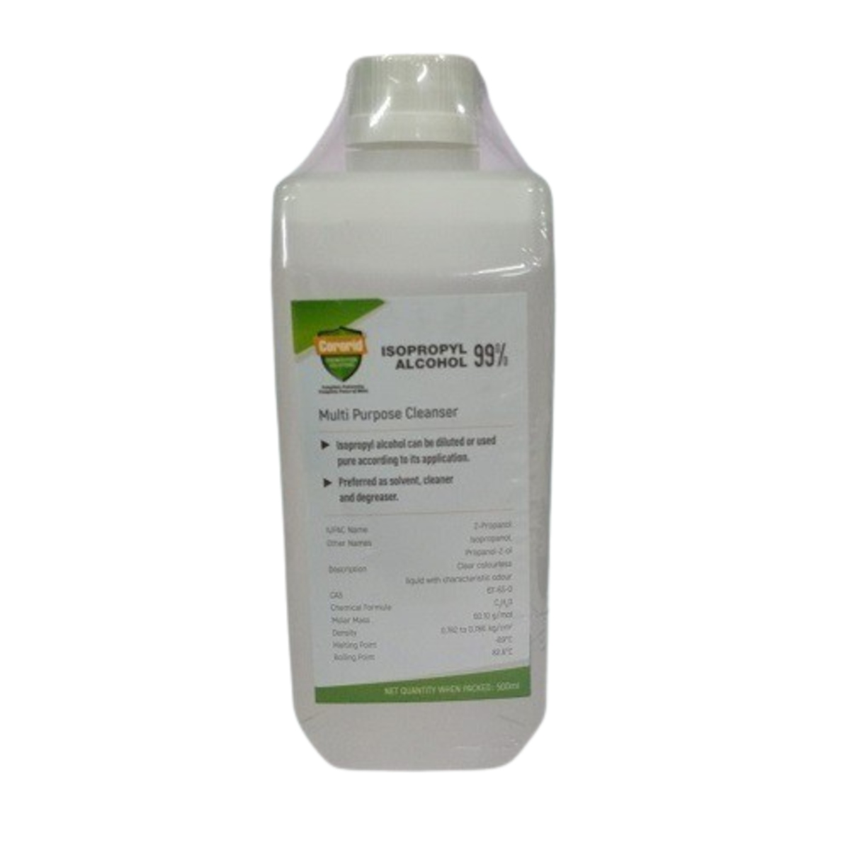 CORORID Pure Isopropyl Alcohol 99% 500 mL Plastic Bottle (IPA Cleaning Solvent) image 1