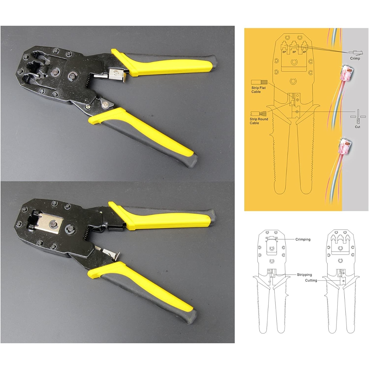 BOSI 3-in-1 Crimping Tool 4P, 6P, 8P (RJ45) for RJ9 RJ11 RJ12 RJ45 Connectors (Network Cable Crimper Tool) image 5