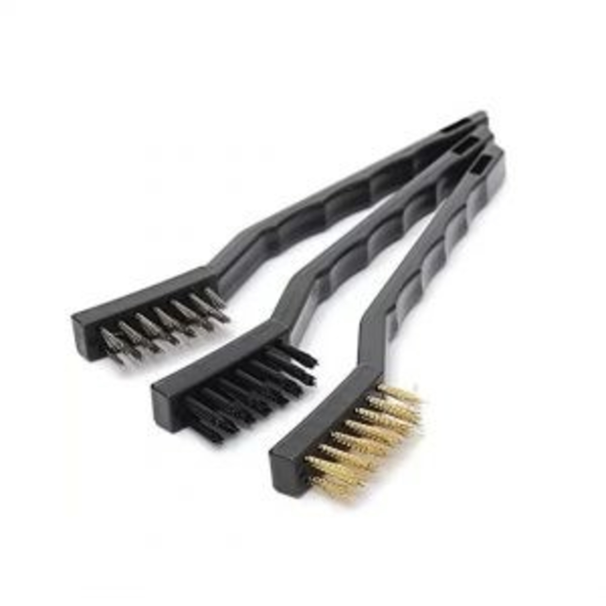 Mini Wire Brush Set 3 Pcs Steel Nylon Brass (Multi Purpose Cleaning Brush Set) image 1