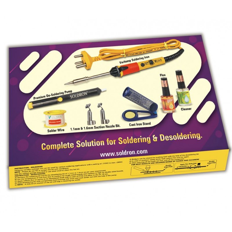 Soldron Soldering and Desoldering Kit (Complete PCB Soldering Repair Kit) image 1