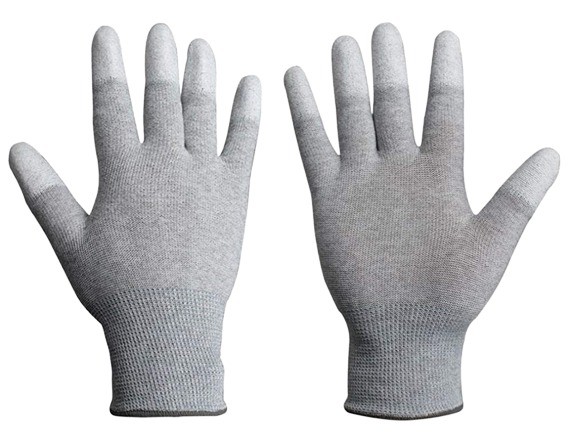 Anti-static Anti-skid Electronic Working Gloves Pair with PU Coated Fingertip image 1
