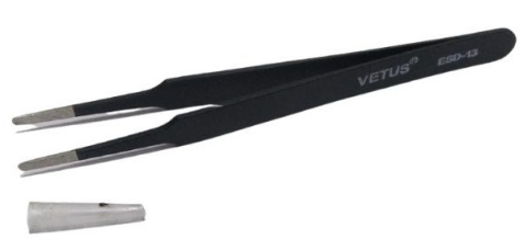 Antistatic Metal Tweezer Flat Tip-HRC 40-ESD 13 image 1