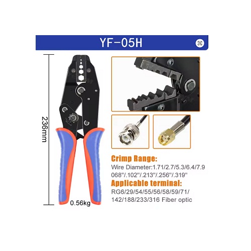 YF-05H Coaxial Cable Crimping Pliers Kit for SMA/BNC Connectors image 3