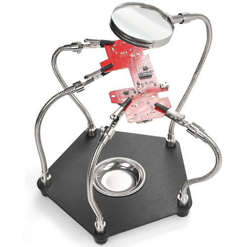 TE-806 Magnetized Helping Hands Fixture with 3X Magnifier (Magnetic Soldering Helping Hand) image 1