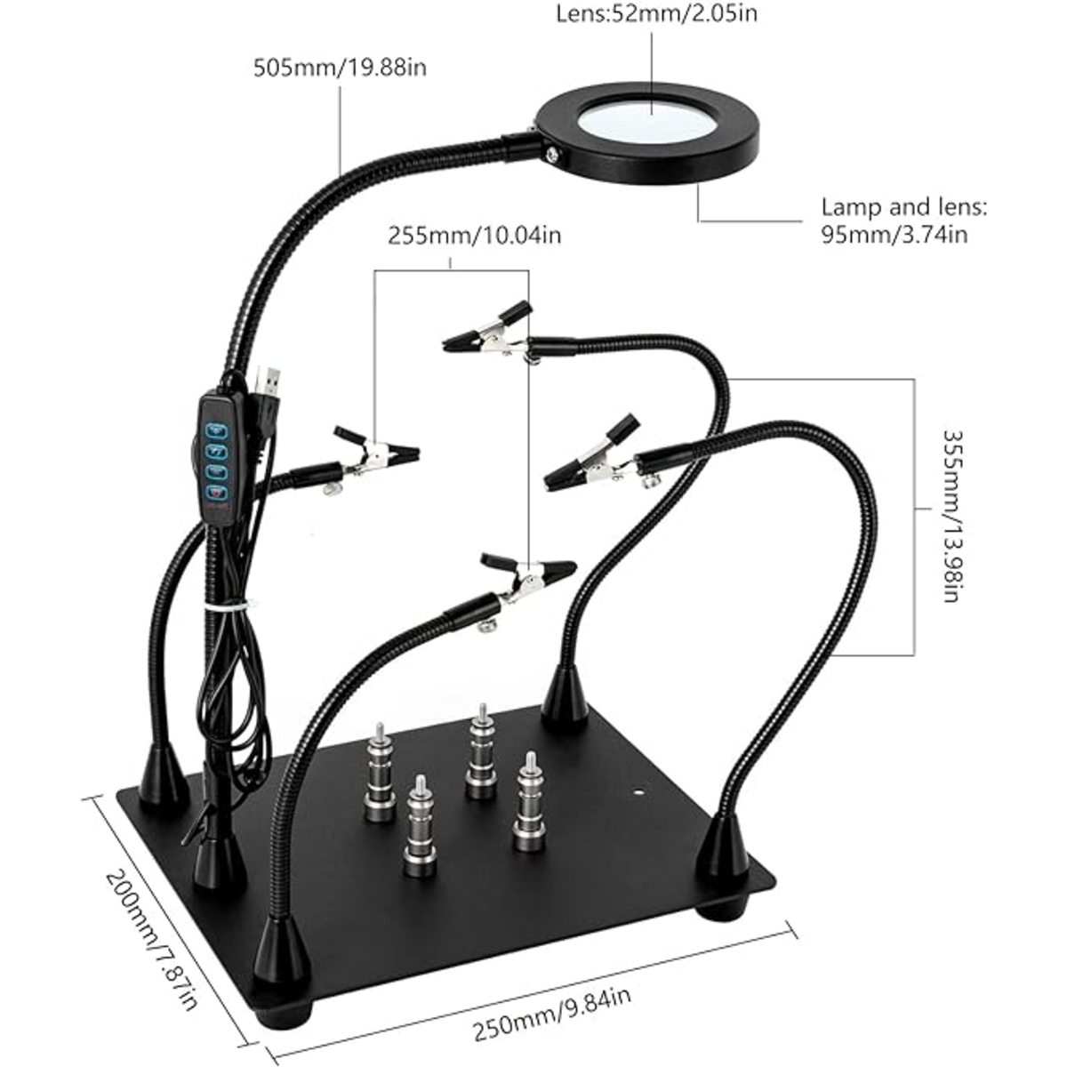 TE-808 PCB Clamp with Magnifier and Solder Holder (PCB Soldering Helping Hand) image 4