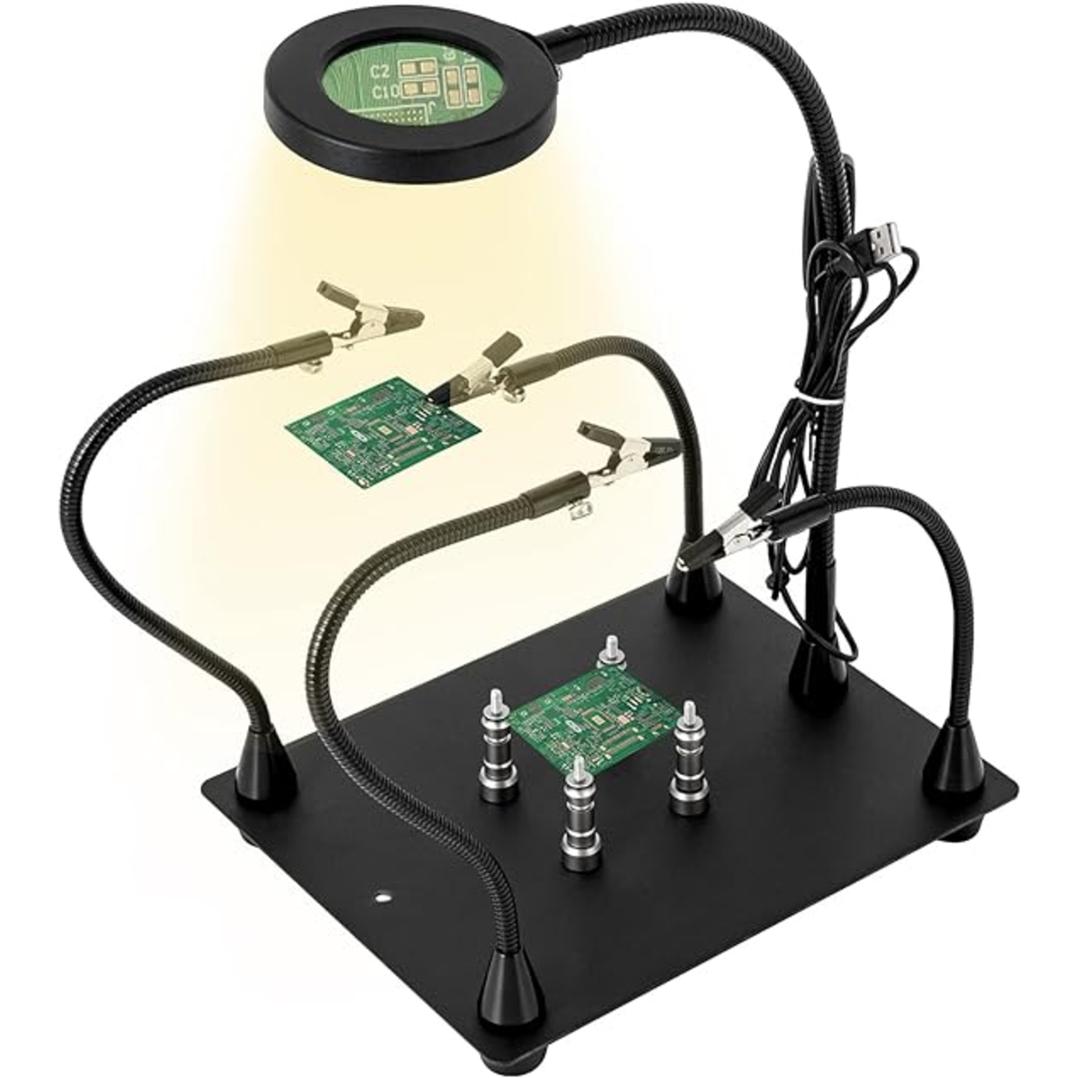 TE-808 PCB Clamp with Magnifier and Solder Holder (PCB Soldering Helping Hand) image 5