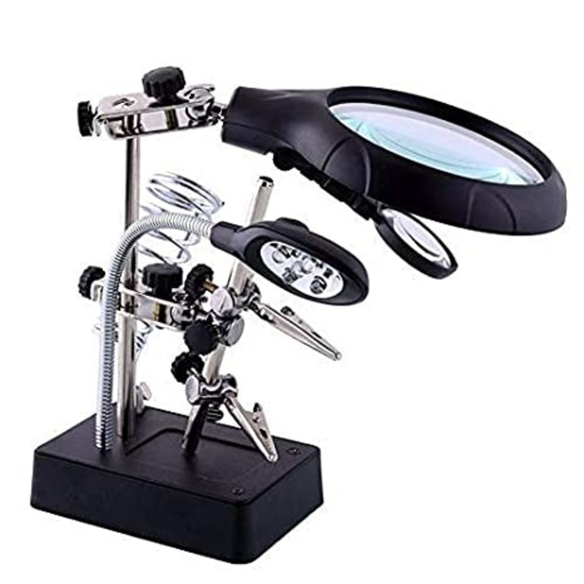 MG16129-C Helping Hand Soldering Stand with 5 LED Magnifier (PCB Repair Tool, Third Hand Clamp) image 1