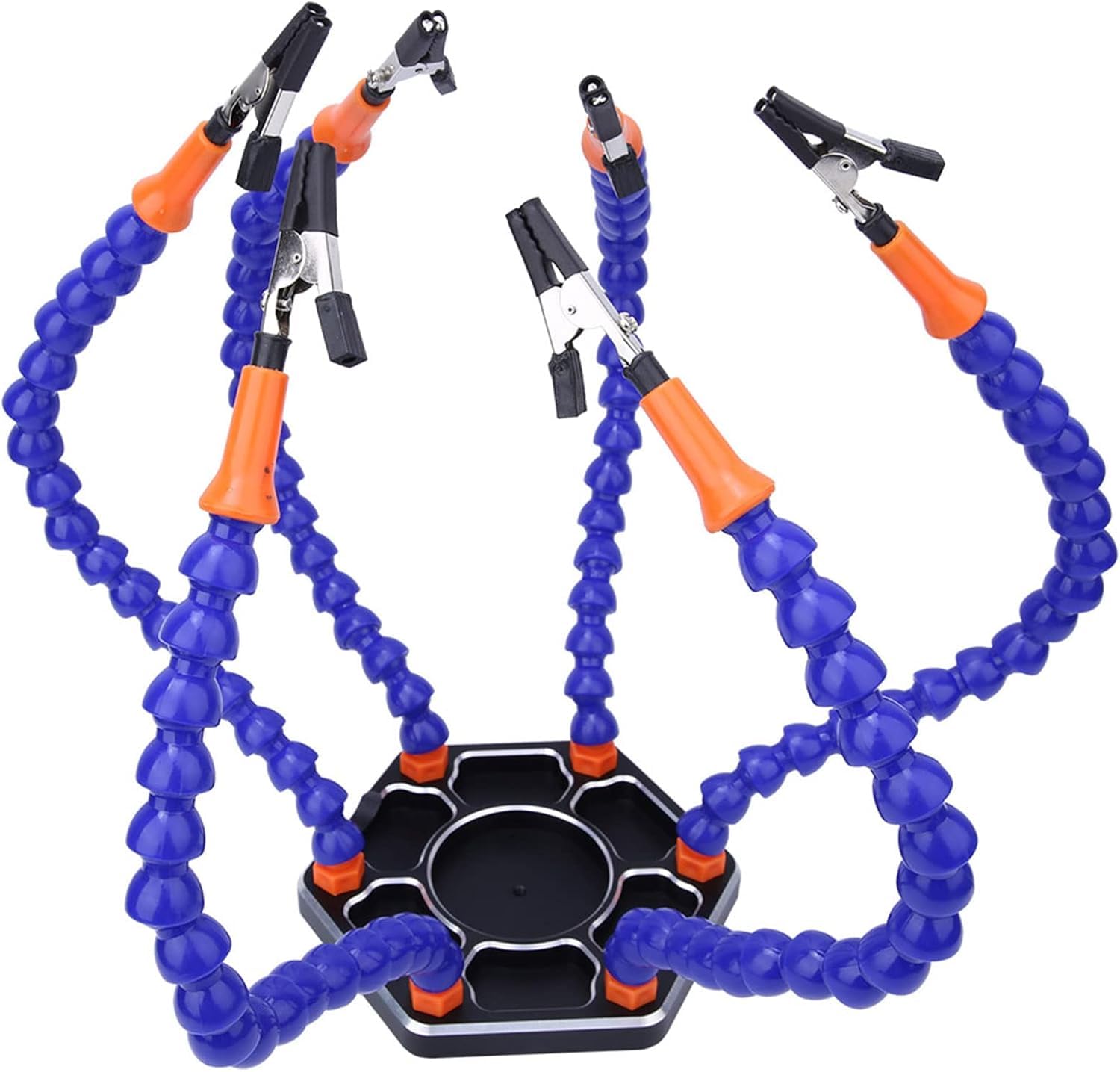 Flexible 6 Arms Soldering Station with Swivelling Alligator Clips (Helping Hands Soldering Tool, PCB Repair Stand, Third Hand Soldering Station) image 1