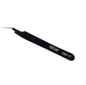 Antistatic Metal Tweezer R/A Pointed Tip-HRC 40-ESD 17 image 1