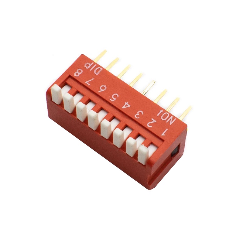 8 Way DIP Switch 2.54mm Right Angle Piano Type 16 Pin (Through Hole DIP Switch) image 1