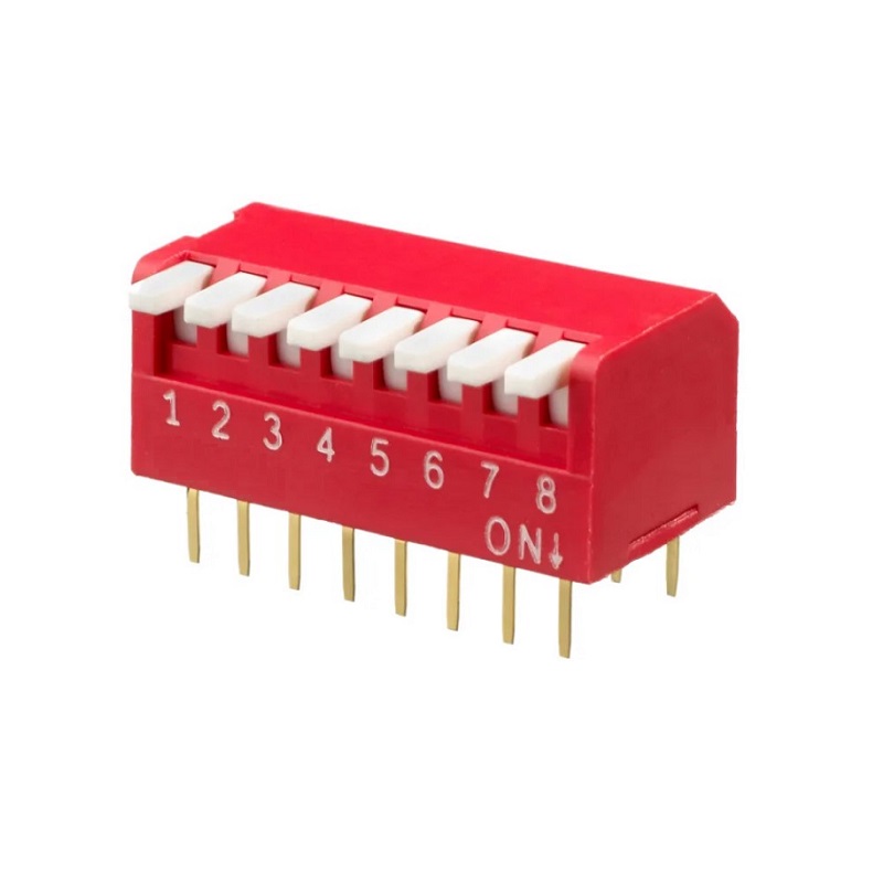 8 Way DIP Switch 2.54mm Right Angle Piano Type 16 Pin (Through Hole DIP Switch) image 2