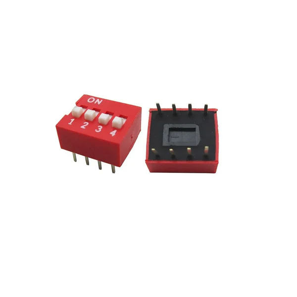 4 Way DIP Switch 2.54mm 8 Pin Through Hole Configuration Switch (4 Position DIP Switch) image 1