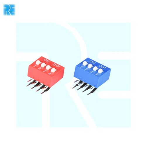 4 Way DIP 2.54 mm Right Angle Piano Type 8 Pin Switch  GOLD image 1