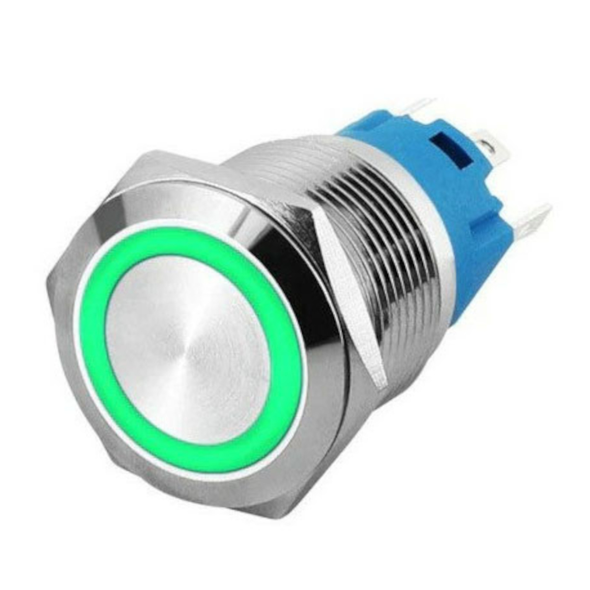 12mm Metal Push Button Switch Latching Type 12-24V Waterproof with Green LED Indicator (12mm Push Button Switch) image 1