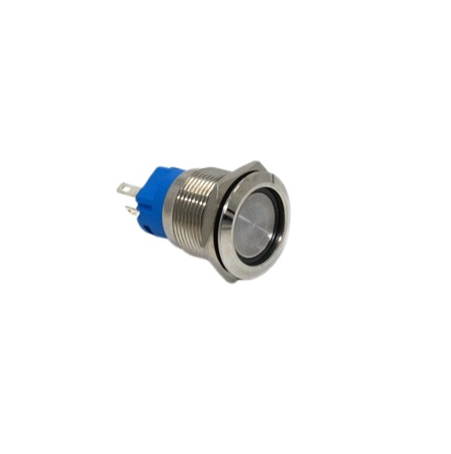 16MM Flat Head 12-24V Latching Type Waterproof Metal Push Button Switch with WHITE Led Light image 2
