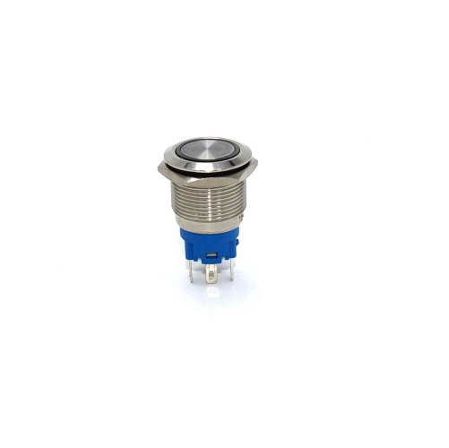 16MM Flat Head 12-24V Latching Type Waterproof Metal Push Button Switch with WHITE Led Light image 3