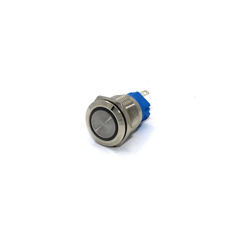 16MM Flat Head 12-24V Latching Type Waterproof Metal Push Button Switch with WHITE Led Light image 1