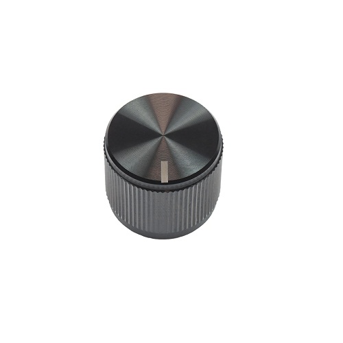 Metallic Black Knob for 6.35mm Round Shaft with Top Indicator Line (19mm Control Knob) image 1