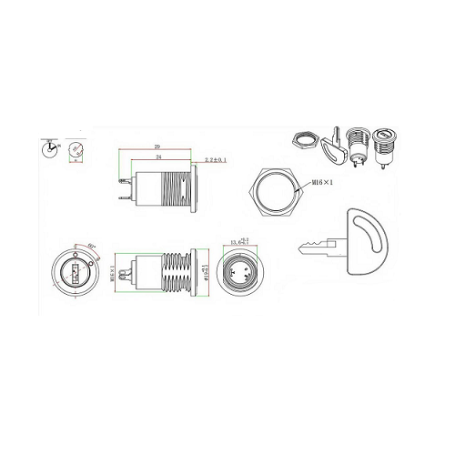 16mm 739 Key Lock Switch – Single Row Pull Type ON/OFF Maintained Switch image 4