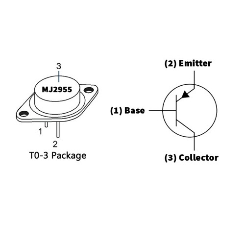 MJ2955 Bipolar PNP Power Transistor 60V 15A TO-3 (High Power PNP Junction Transistor) image 2