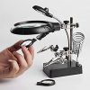 MG16129-C Helping Hand Soldering Stand Magnifying 5 LED Auxiliary Clamp  With Solder Iron Holder - Image 3