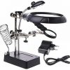 MG16129-C Helping Hand Soldering Stand Magnifying 5 LED Auxiliary Clamp  With Solder Iron Holder