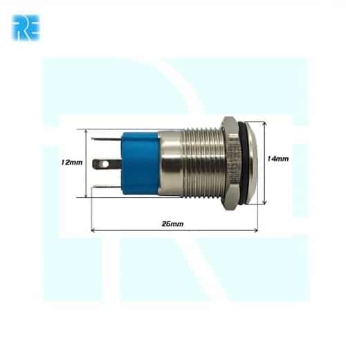 12MM Flat Head 12-24V Momentary Type Waterproof Metal Push Button Switch with GREEN Led Light - Image 5