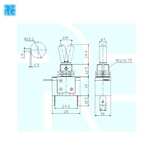 Illuminated Toggle Switch SPST 2 Pin ON-OFF RED - Image 3